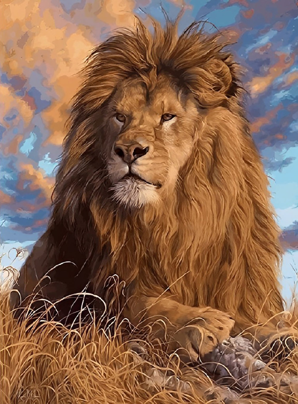 Red Lion Lying on the Lawn Diamond Painting
