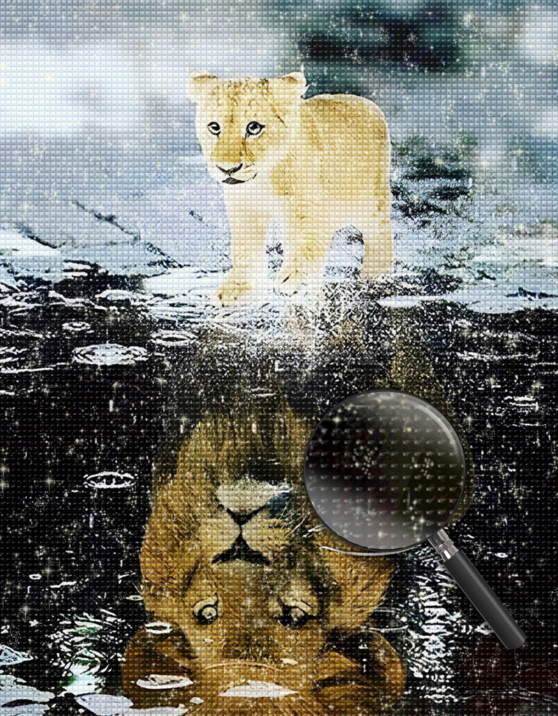 Lion Cub and Giant Lion Diamond Painting