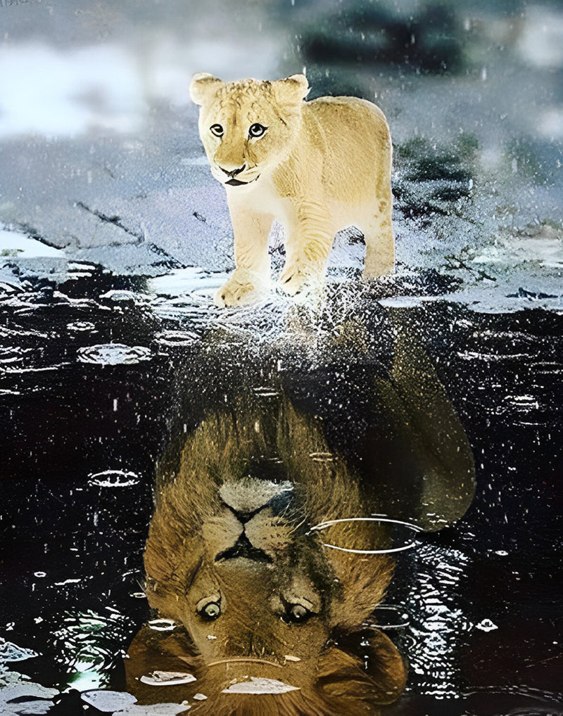 Lion Cub and Giant Lion Diamond Painting