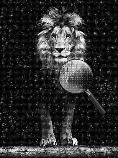 White and Black Lion Standing 5D DIY Diamond Painting Kits