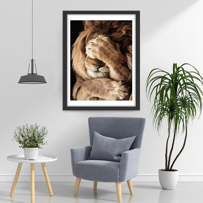 Lion covering his face 5D DIY Diamond Painting Kits