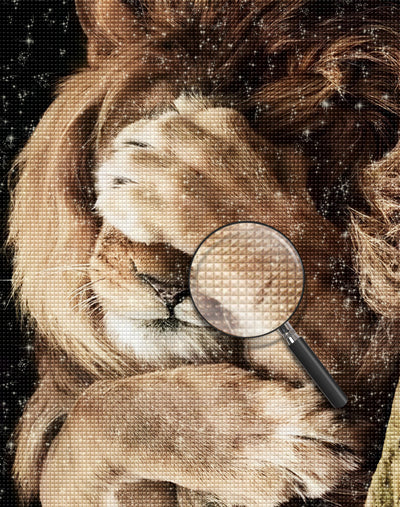 Lion covering his face Diamond Painting