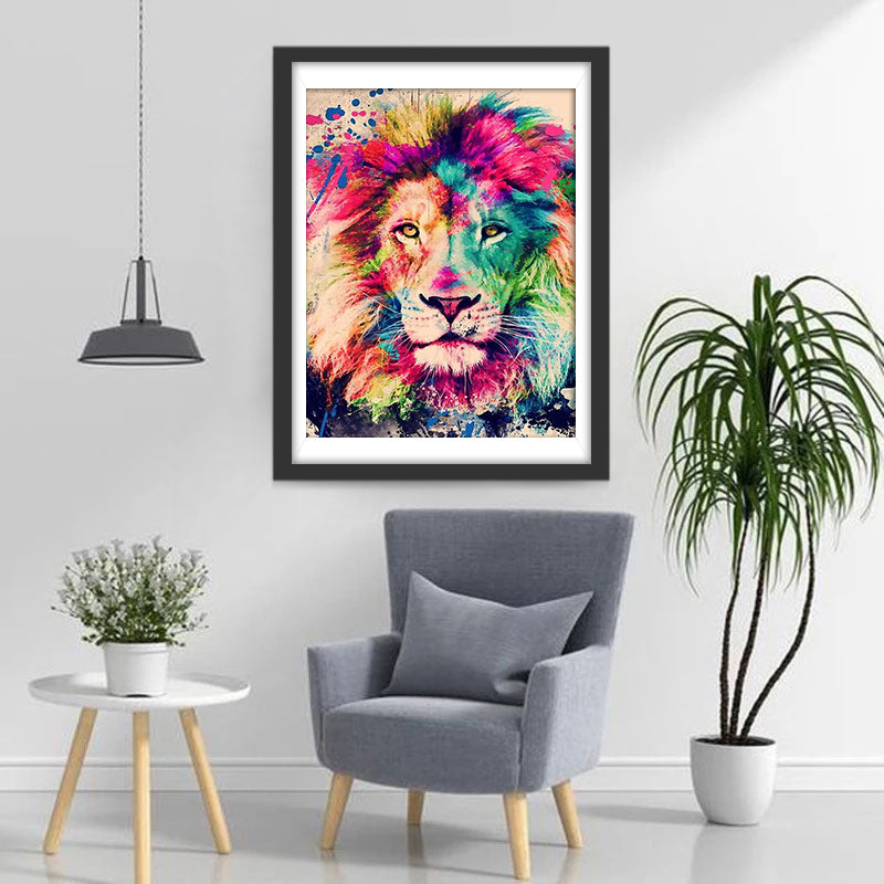 Lion in Multiple Colors Diamond Painting