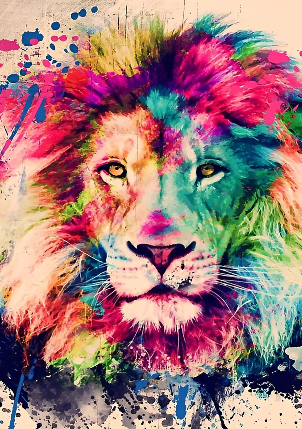 Lion in Multiple Colors Diamond Painting