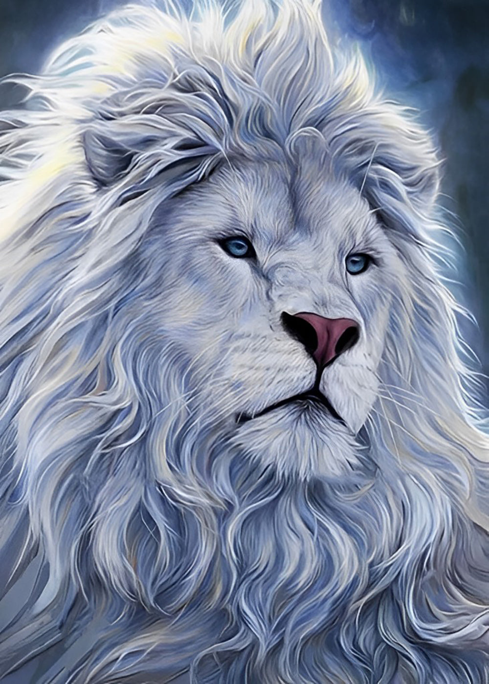 White Lion with Long Mane Diamond Painting