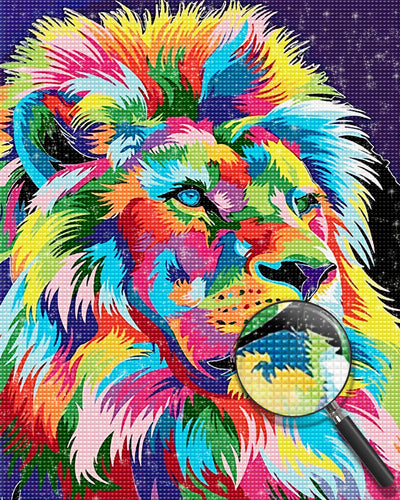 Multicolored Lion with Long Mane 5D DIY Diamond Painting Kits