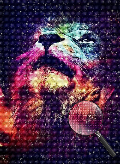 Multicolored Lion Looking Sky Diamond Painting