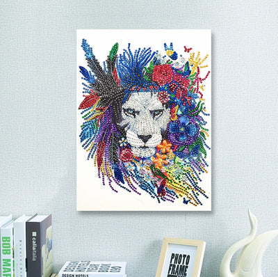 Le Lion à la Crinière Multicolore Special Shaped Drills Lion 5D DIY Diamond Painting Kits