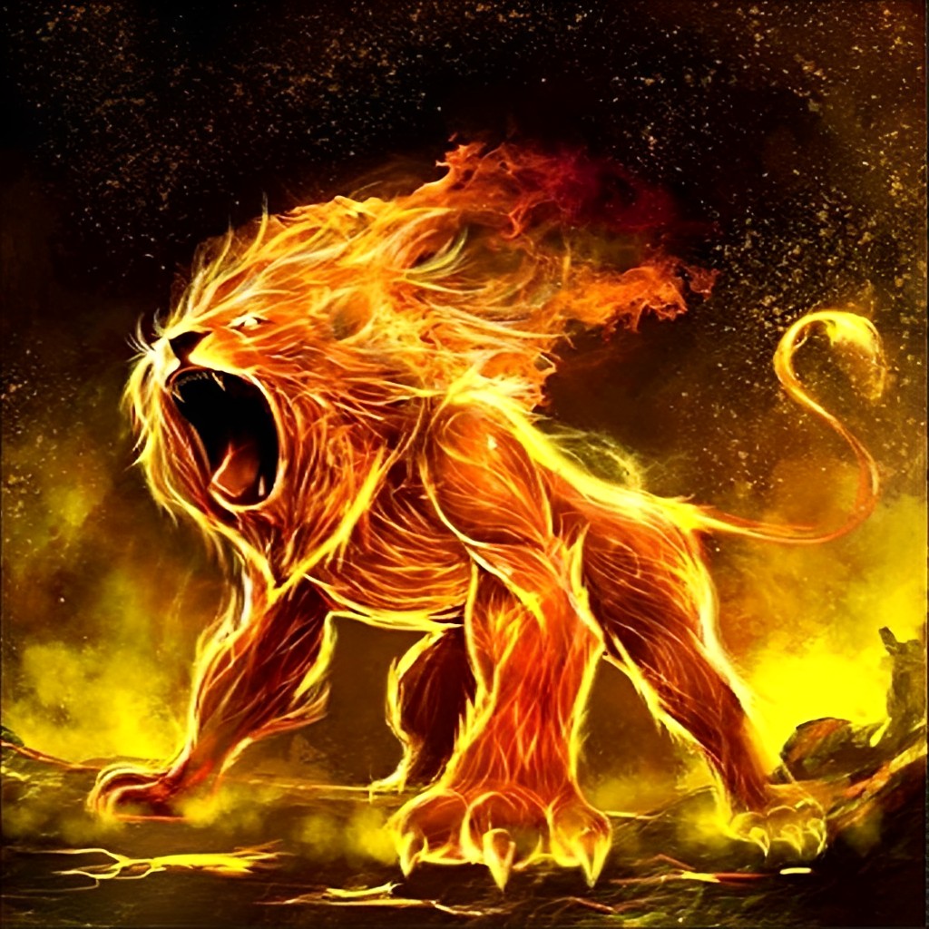 Fire Roaring Lion Diamond Painting