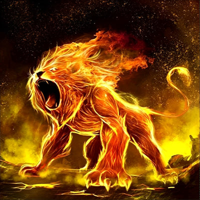 Fire Roaring Lion 5D DIY Diamond Painting Kits