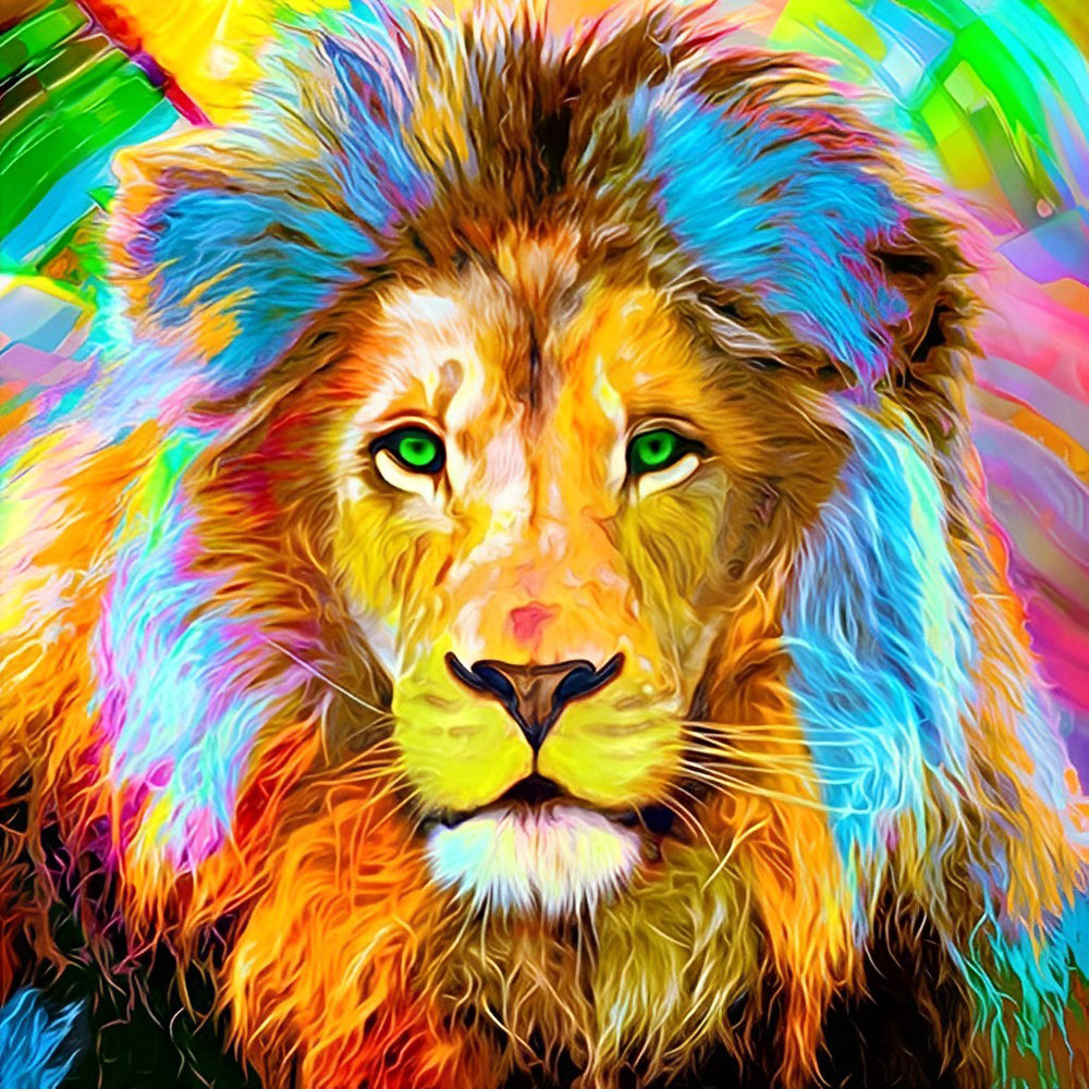 Blue Maned Lion Diamond Painting