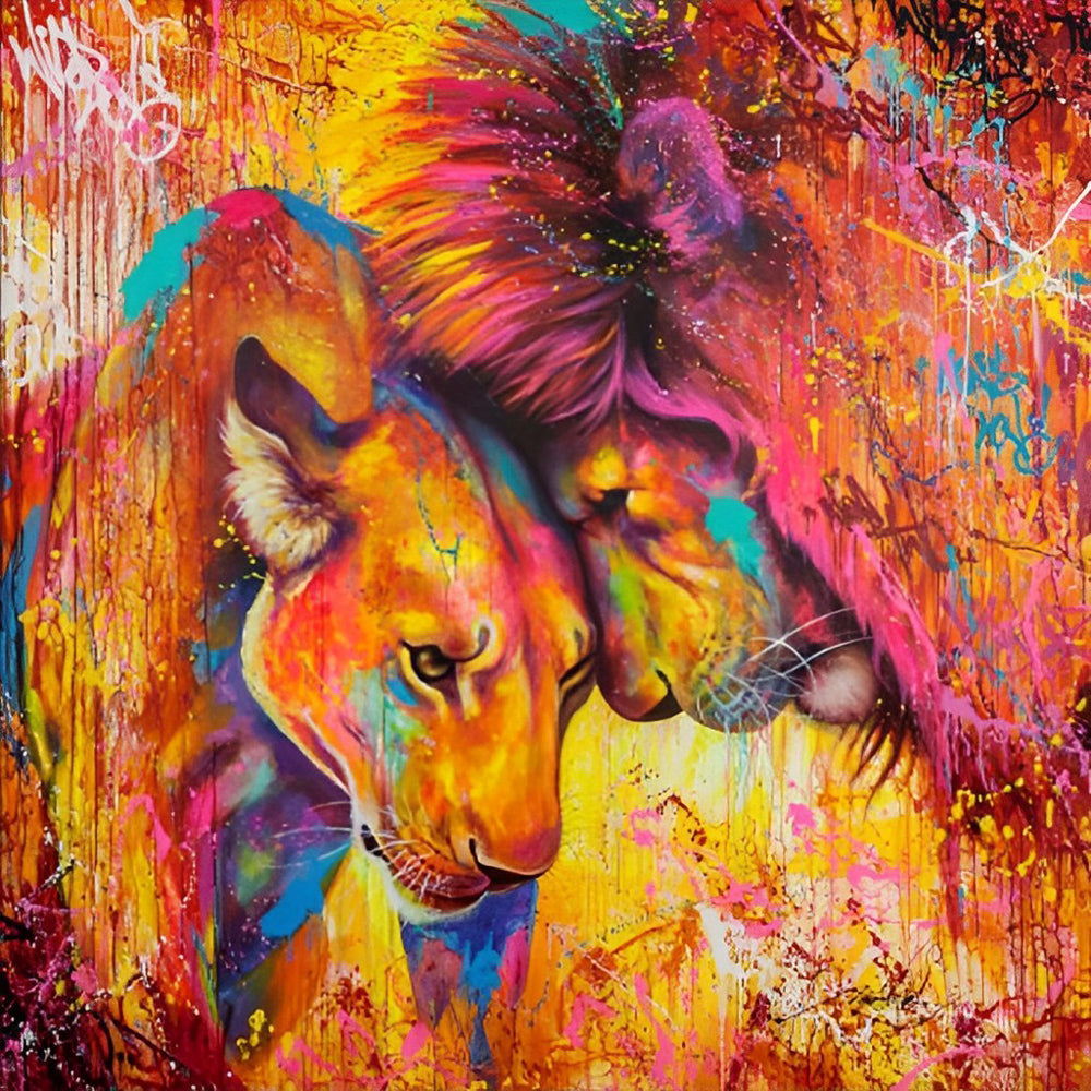 Lion Couple Oil Painting Diamond Painting