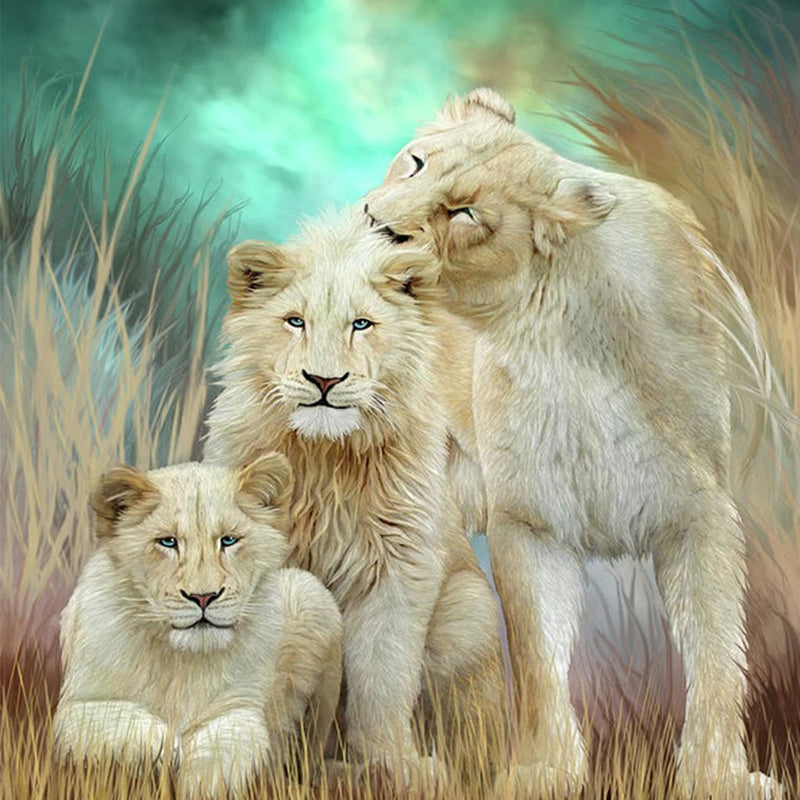 Three Golden Lions 5D DIY Diamond Painting Kits