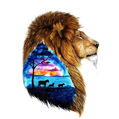 Lion with the Image of His Family 5D DIY Diamond Painting Kits