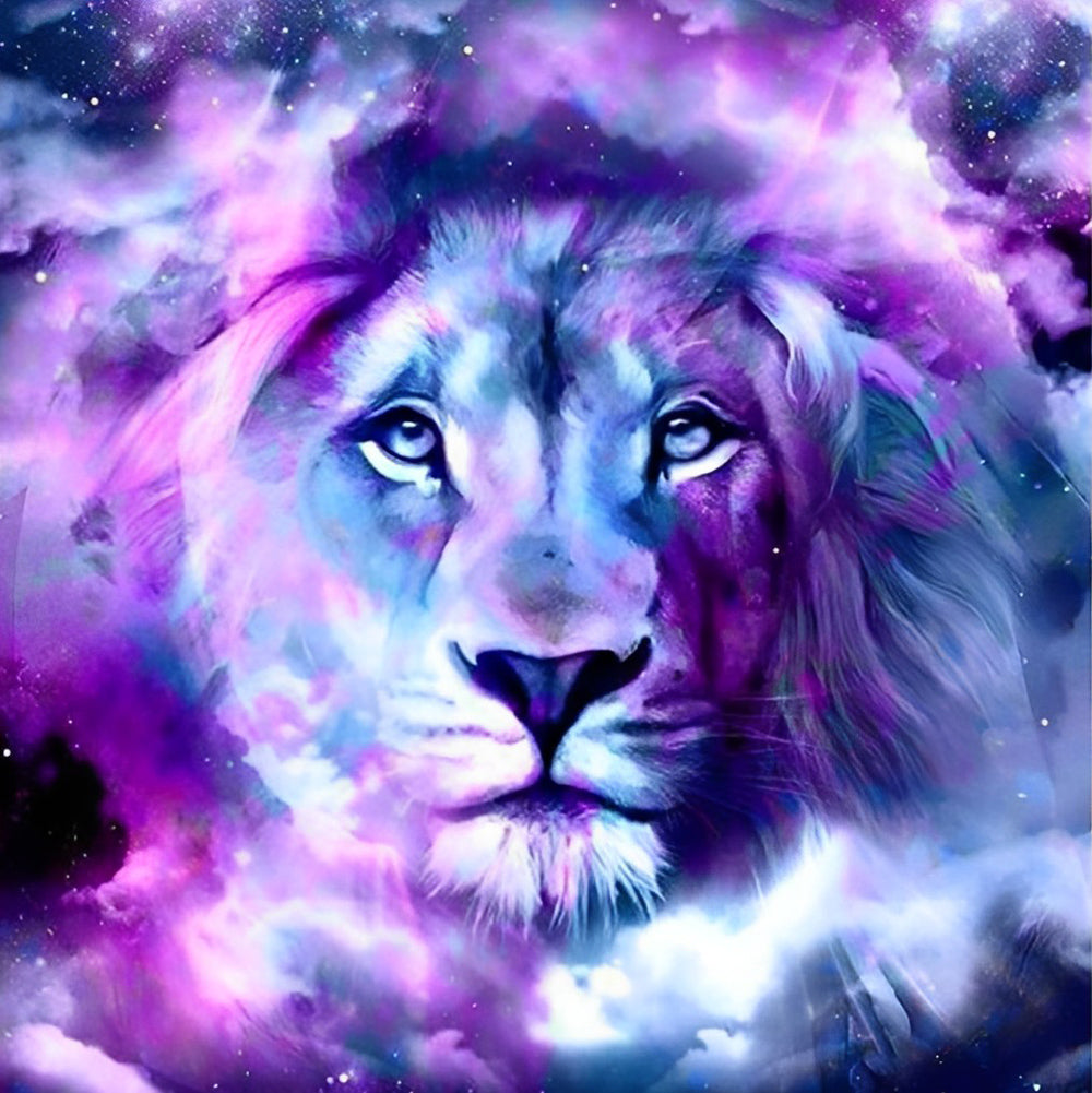 Purple & Blue Lion Magnificent Diamond Painting