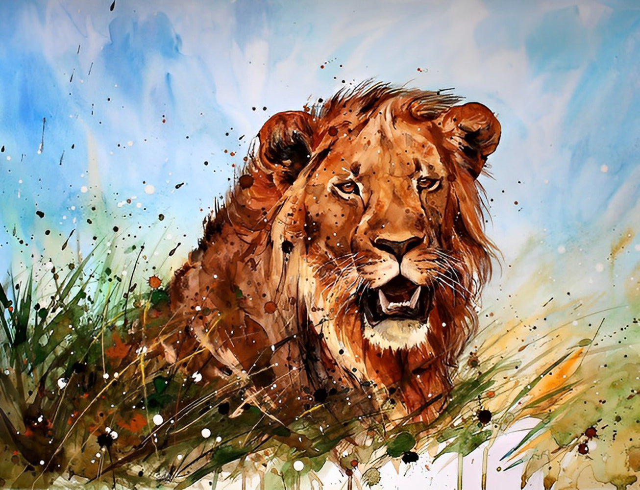 Red Lion on the Lawn Diamond Painting