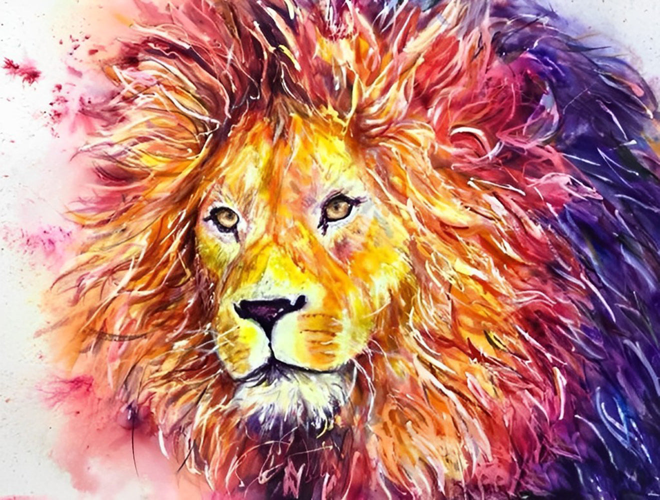 Red & Orange Maned Lion Diamond Painting