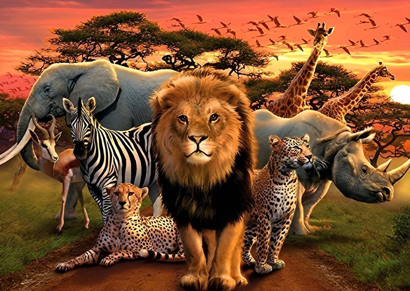 Lion and Tropical Animals Diamond Painting