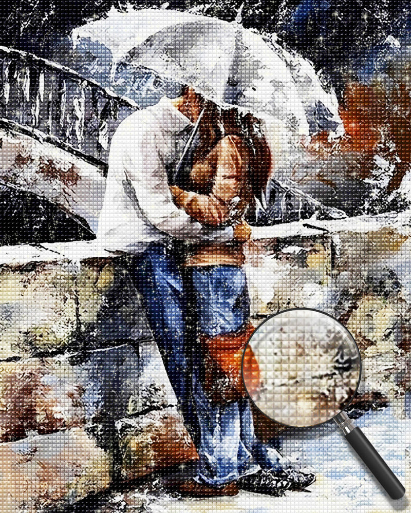 Couple with Gray Umbrella 5D DIY Diamond Painting Kits