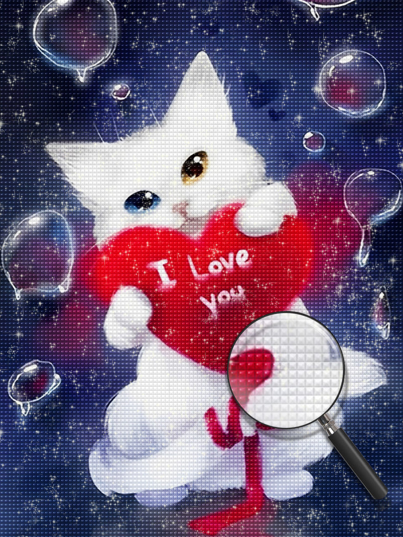 Heart and White Cat 5D DIY Diamond Painting Kits