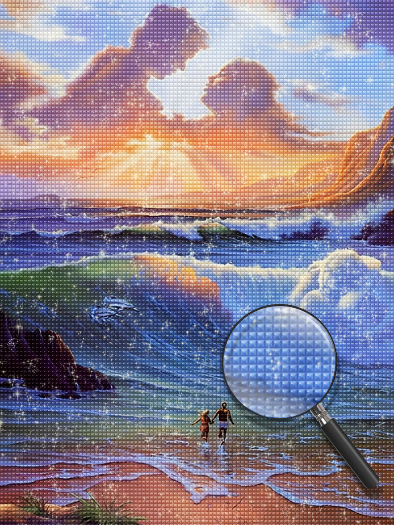 Couple on Beach and Couple of Clouds Diamond Painting