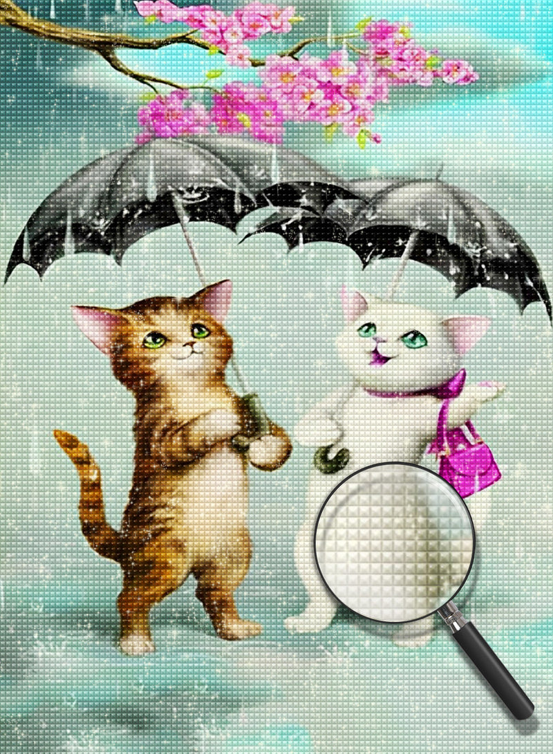 Cartoon Cats in the Rain 5D DIY Diamond Painting Kits