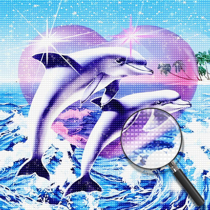 Couple of Dolphins and Heart 5D DIY Diamond Painting Kits