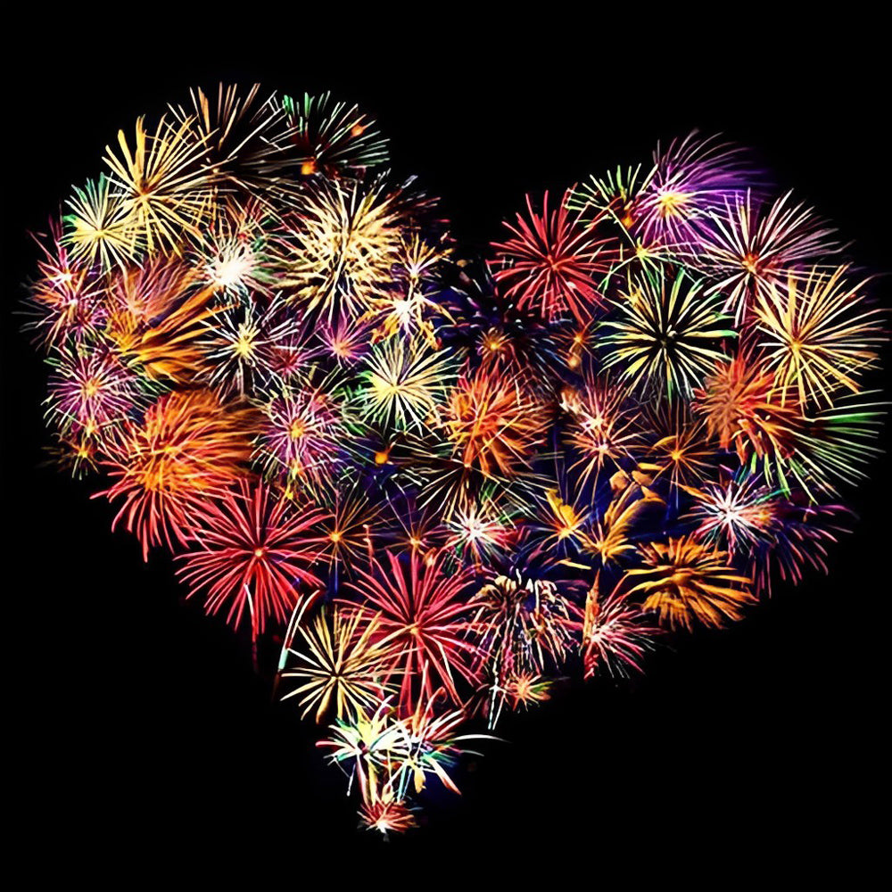 Heart Shaped Fireworks Diamond Painting