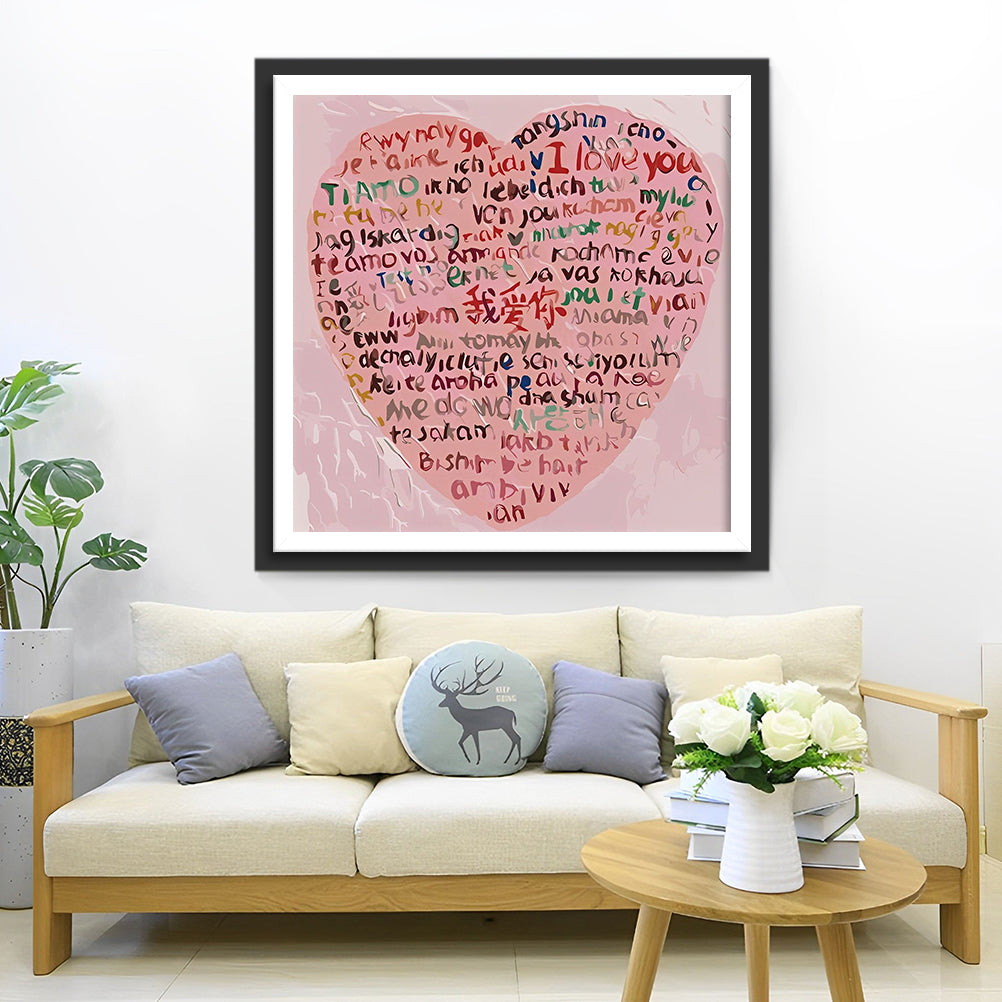 I Love You in the Languages of the World Pink Diamond Painting