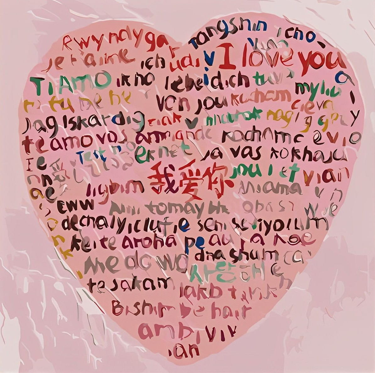 I Love You in the Languages of the World Pink Diamond Painting