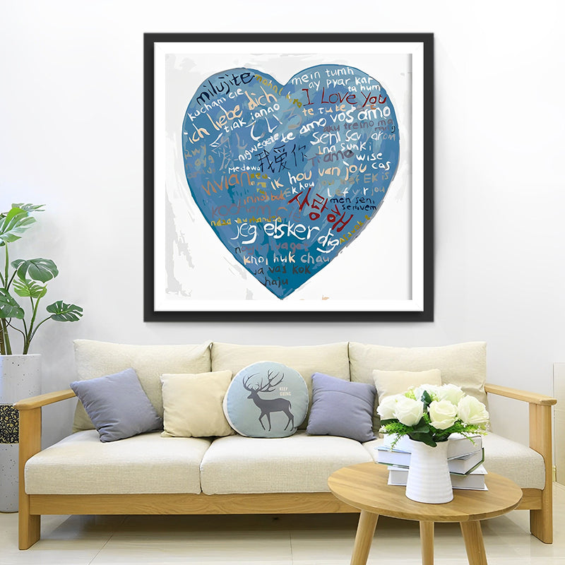 I Love You in the Languages of the World Blue 5D DIY Diamond Painting Kits