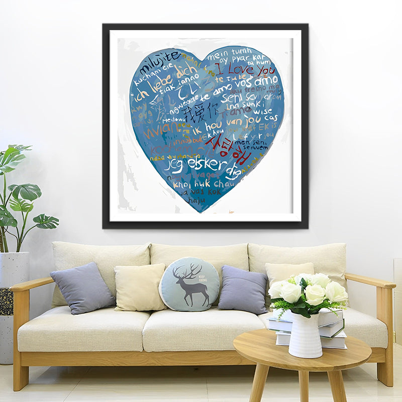 I Love You in the Languages of the World Blue Diamond Painting