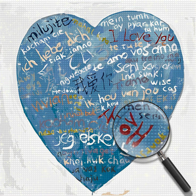 I Love You in the Languages of the World Blue Diamond Painting