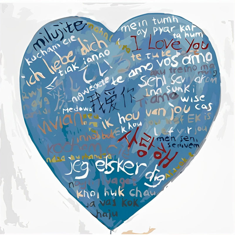 I Love You in the Languages of the World Blue 5D DIY Diamond Painting Kits