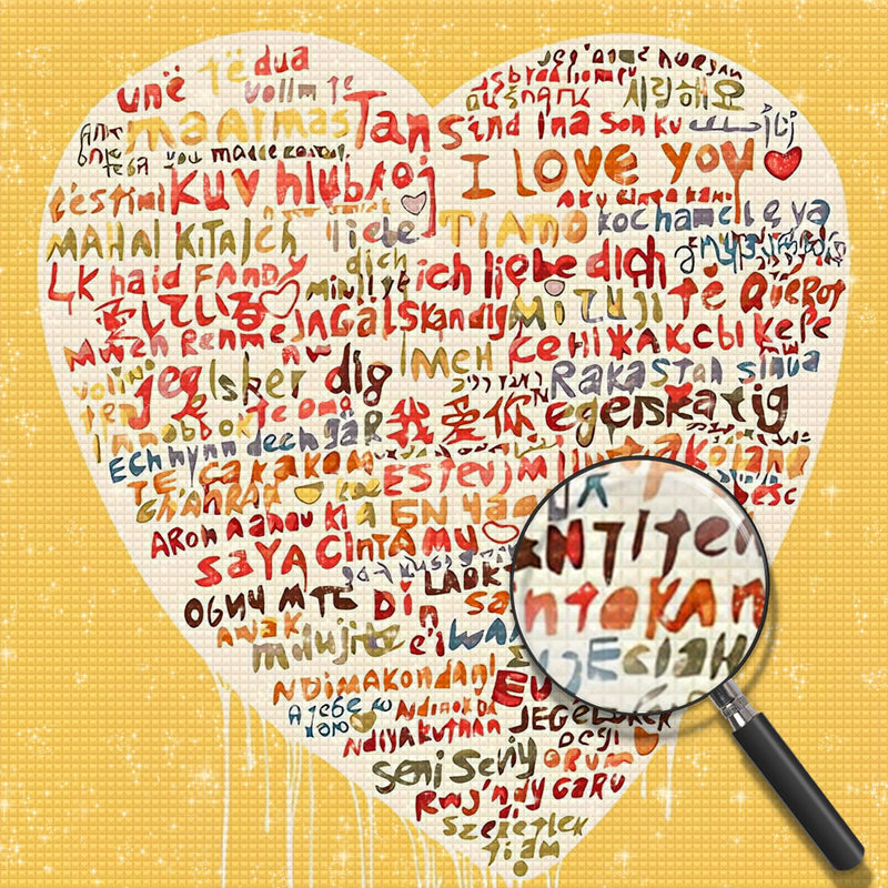 I Love You in the Languages of the World Yellow Diamond Painting