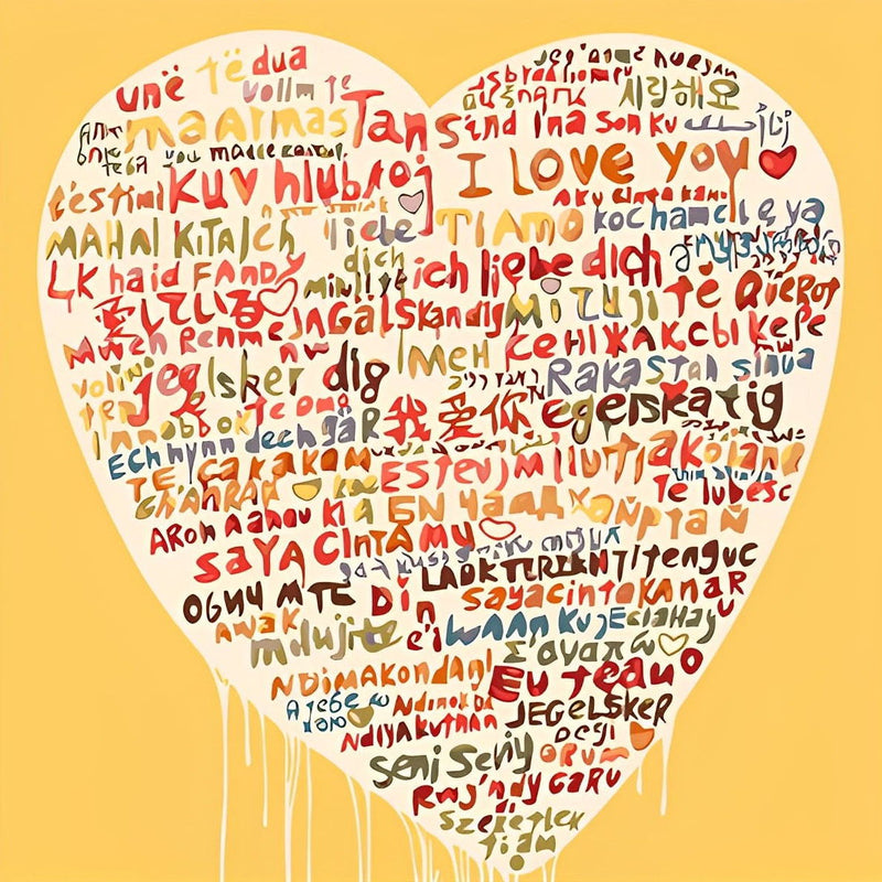 I Love You in the Languages of the World Yellow Diamond Painting