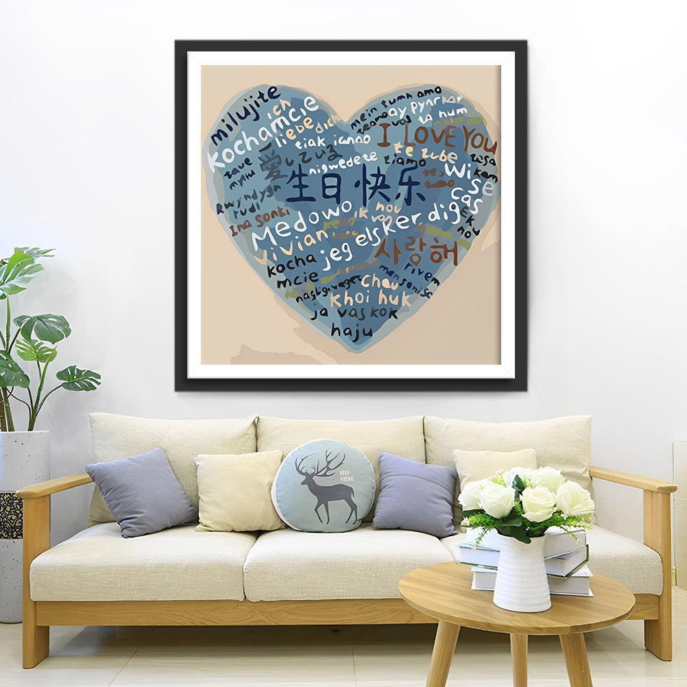 Happy Birthday in World Languages Blue Diamond Painting