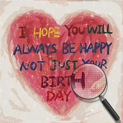 Heart with Birthday Words Diamond Painting