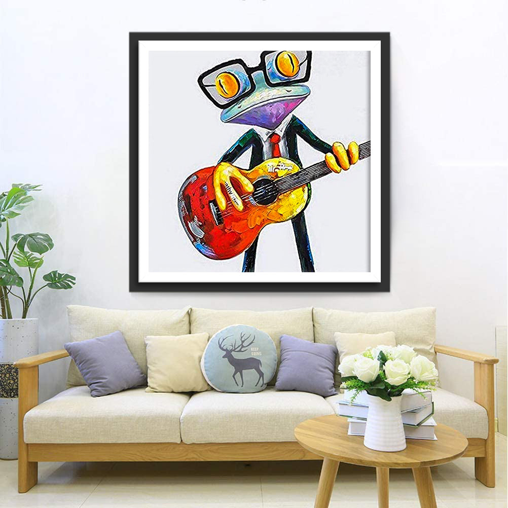 Tree Frog Playing Guitar Diamond Painting