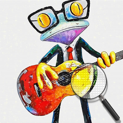 Tree Frog Playing Guitar Diamond Painting