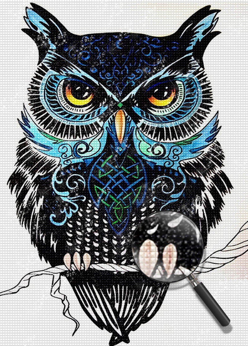 Black and Blue Owl Diamond Painting