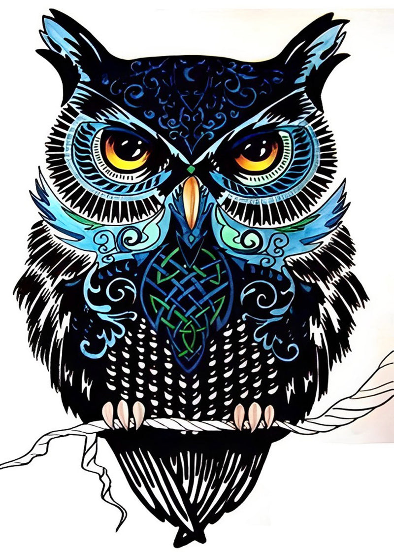 Black and Blue Owl Diamond Painting