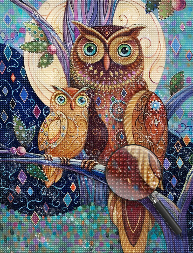 Owl and Her Baby Drawn 5D DIY Diamond Painting Kits