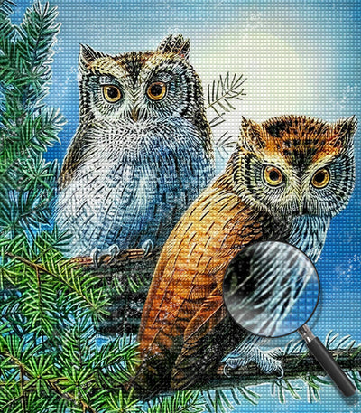 Owls on Pine Branches 5D DIY Diamond Painting Kits