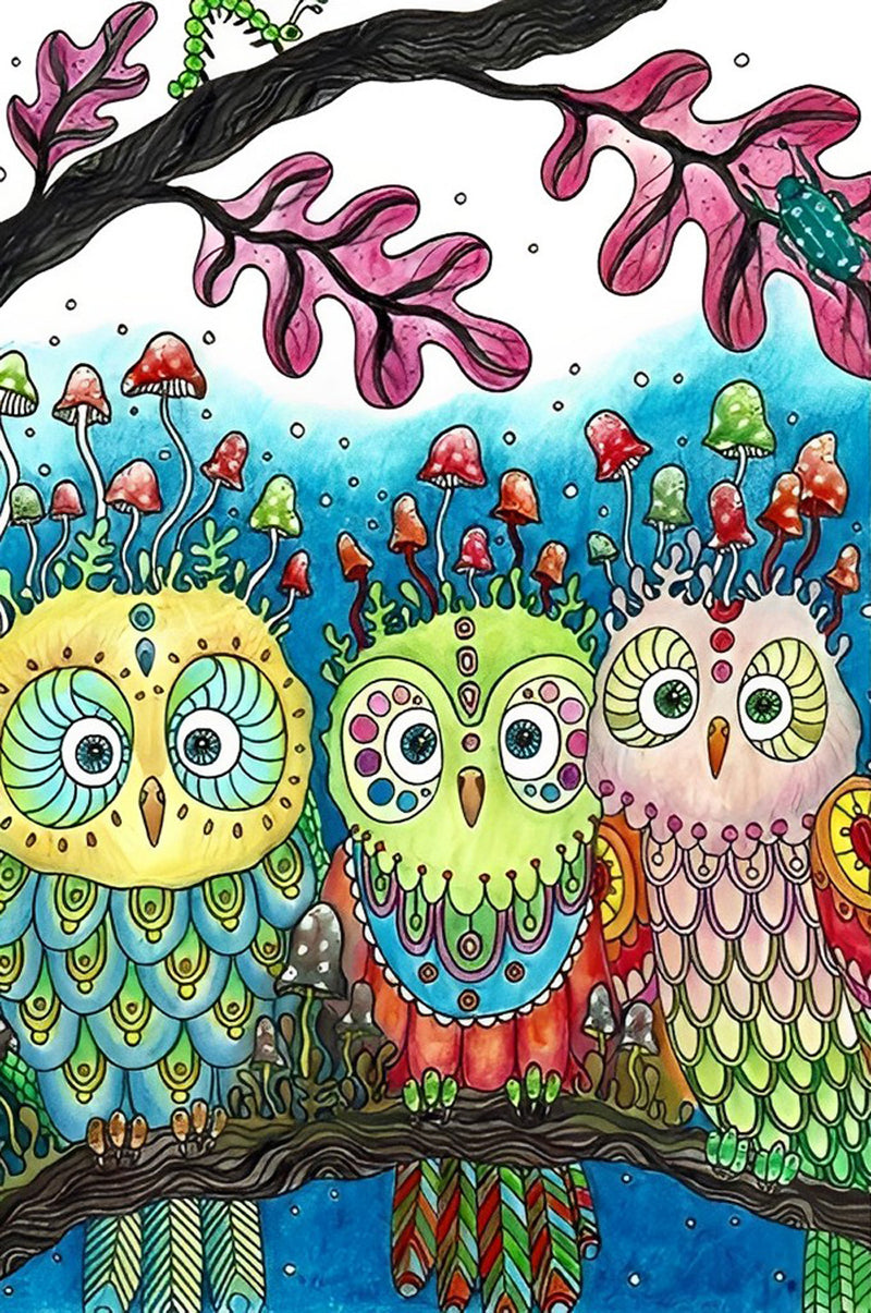 Owls and Mushrooms Diamond Painting