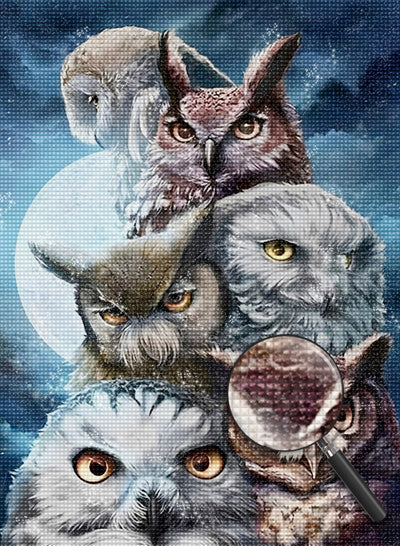 Six Owls under the Clear Moon 5D DIY Diamond Painting Kits