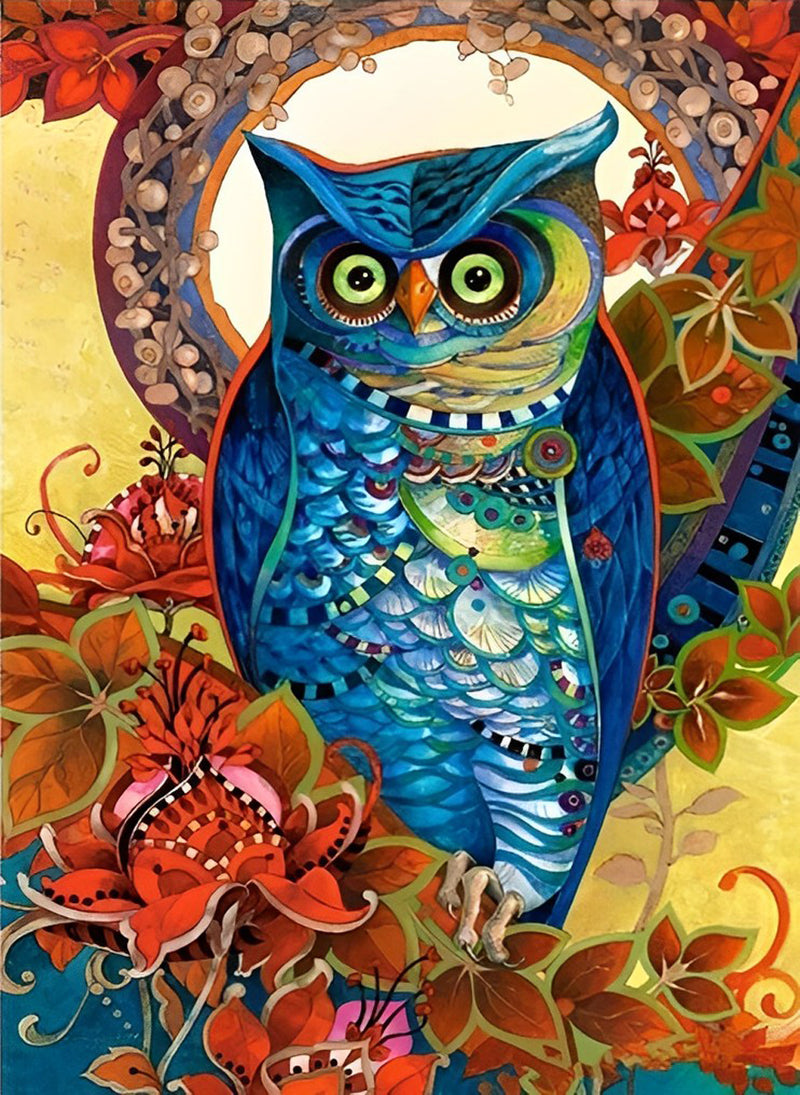 Magnificent Blue Owl Diamond Painting