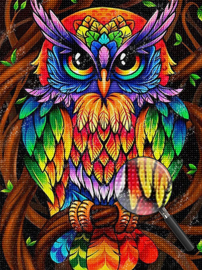 Owl in Rainbow Color 5D DIY Diamond Painting Kits