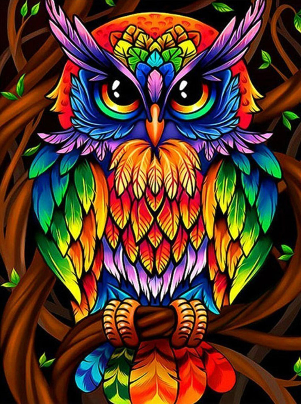 Owl in Rainbow Color Diamond Painting