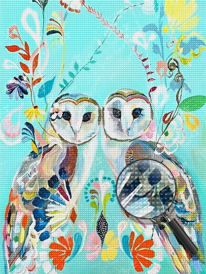 Couple of Drawn Owls Diamond Painting